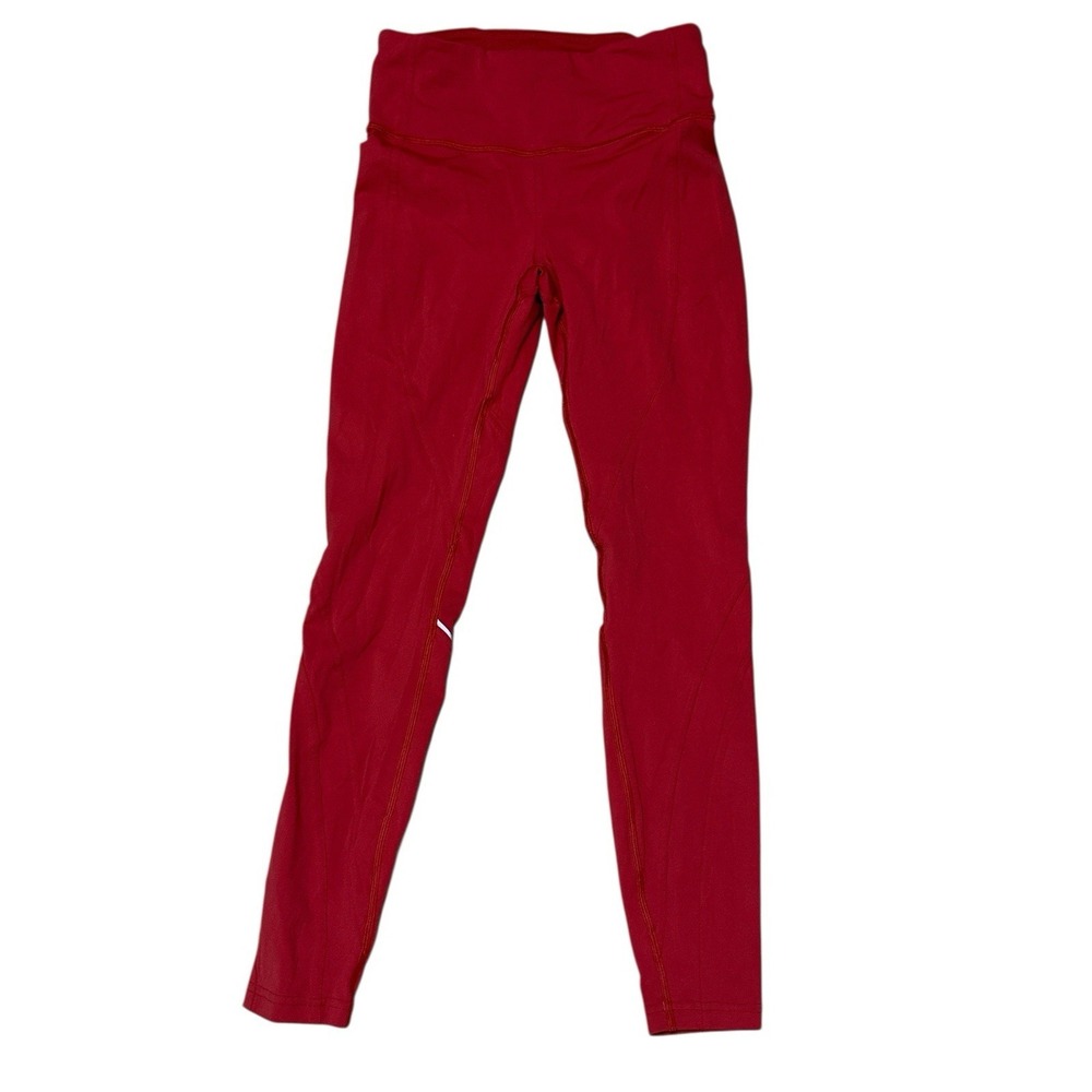 Lululemon Lt Red‎ Women's Leggings With Tie, Pockets Back Side Zip Pocket Size 4